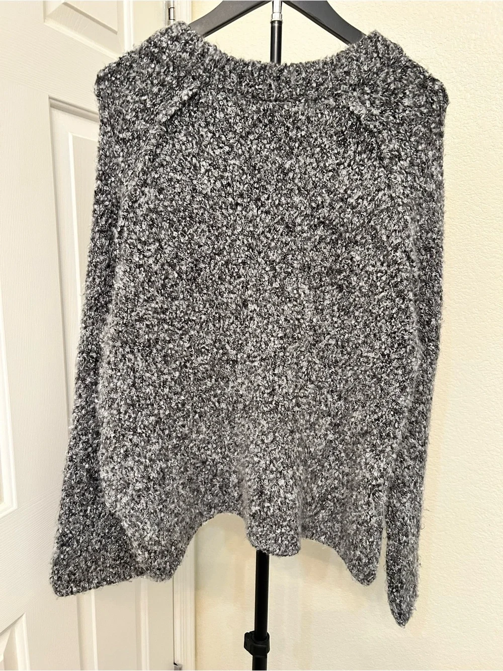 Free People Charcoal Bouclé Crew Sweater
